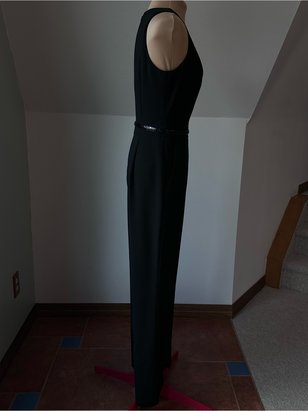 Vince Camuto Jumpsuit Women’s 6 Black Sleeveless Wide Leg V Neck Career Cocktail - Picture 6 of 13